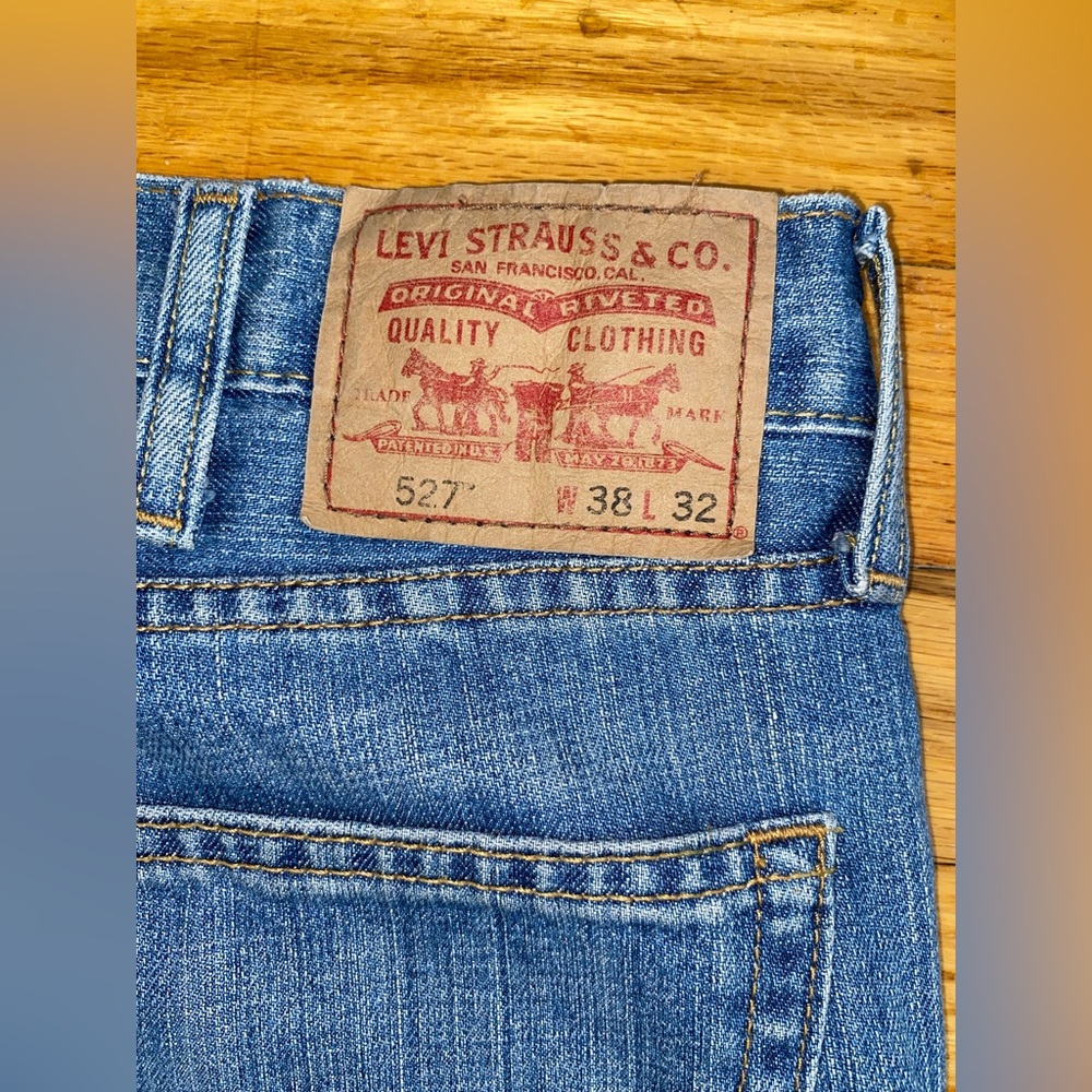 Levis 527 Jeans Men's 38x32 Bootcut Blue Denim Lightly Worn Normcore